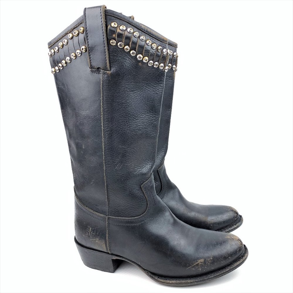 Frye Diana Cut Stud Tall Distressed Leather Boots